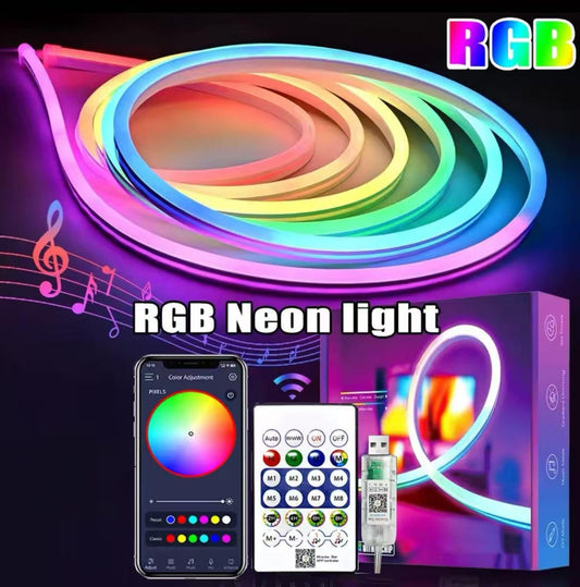 5 Meter Smart RGB Neon LED Strip Lights with App & Remote | Music Sync Rope Light for Room, Gaming, Party, Diwali & Home Decoration