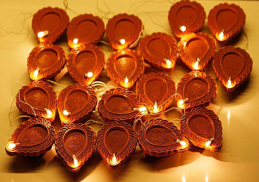 GLOWSPACE LED Brown Diya with Water Sensor – Flameless, Smokeless | Made in India | Pack of 6 / 12