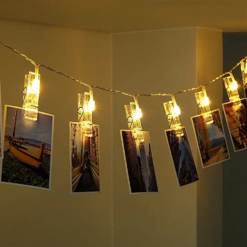 GLOWSPACE Photo Clips LED Lights – Warm White | 40 LEDs | Decorative String Lights for Photos & Home Décor
