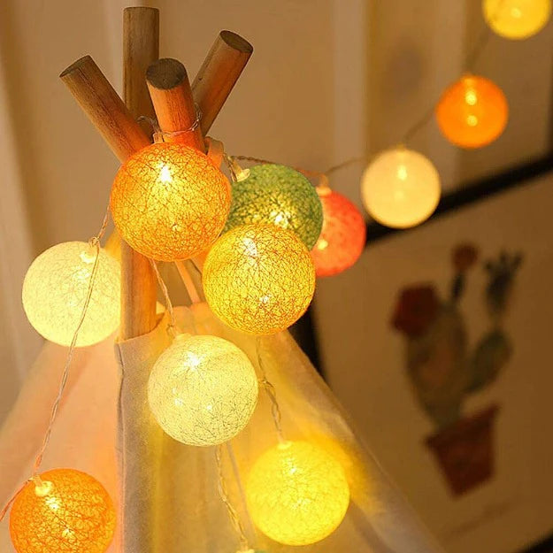 GLOWSPACE Cotton Ball LED String Lights – 40 Bulbs | 20M | Warm White & Multi-Color