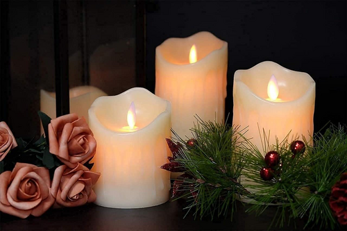 GLOWSPACE LED 3D Jumping Wick Pillar Candle – Real Flame Effect | Battery Operated | Safe Décor